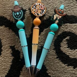 Cowgirl Themed Pens with Turquoise and Orange Accents